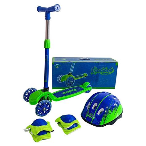 Patinete Rodas Infantil Regul Vel Luzes Led E Kit Prote O Submarino