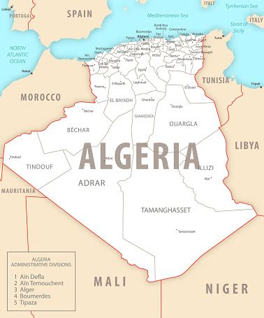 Vetores de Mapa Detalhado Da Argélia Com Regiões E Cidades Do País e ...