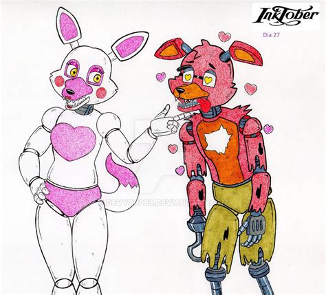 Mangle X Foxy Inktober 27 by devyo0069 on DeviantArt