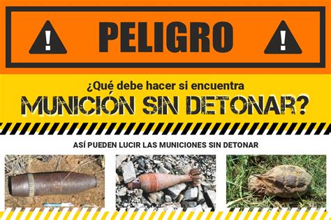 Afiche informativo sobre MUNICIÓN SIN DETONAR Ejército Nacional