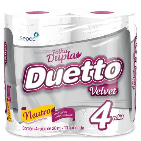 Papel Higiênico Velvet Neutro Duetto Fardo 16x4x30m Dia Distribuição