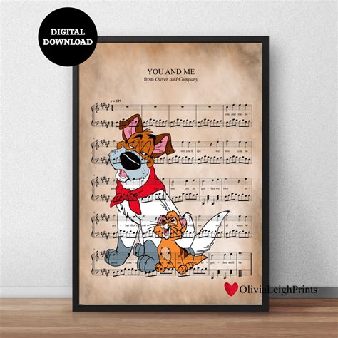 Oliver and Company Music Sheet Print-wall Art-gift-nursery Children's ...