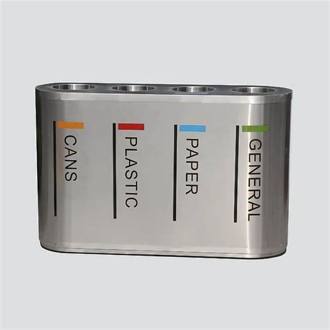 Open Top Rectangular Stainless Steel Trio Dustbins For Outdoor