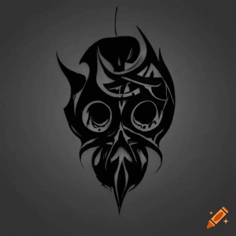 Black And White Tribal Skull Tattoo Design On Craiyon