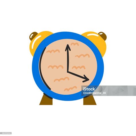 Vector Illustration With Blue Alarm Clock Icon Stock Illustration