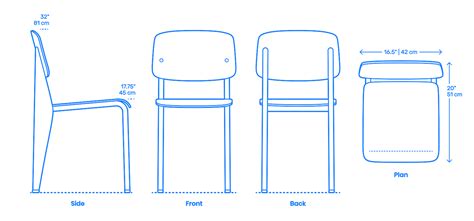 Prouvé Standard Chair Dimensions & Drawings | Dimensions.com