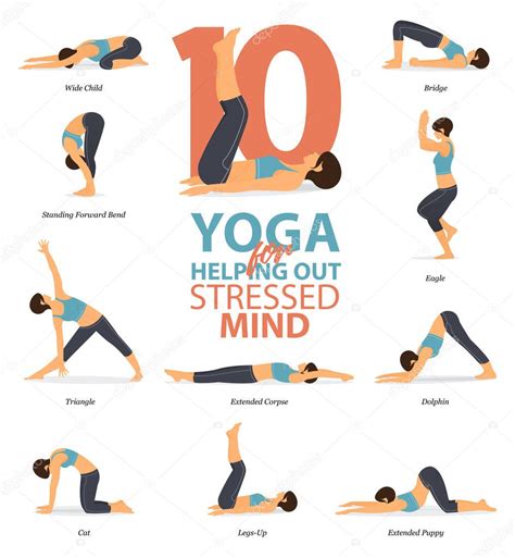 Infografía De 10 Poses De Yoga Para Yoga En Casa En Concepto De Ayudar