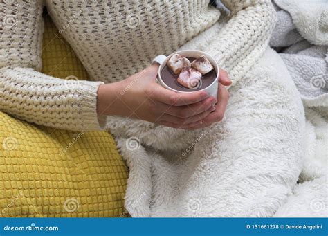 Woman Drinking Hot Chocolate Stock Photo Image Of Background Girl