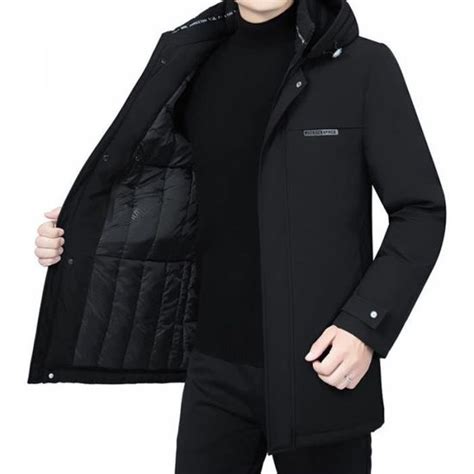 Manteau Homme Mi Longues Doublure Amovible A Capuche Amovible Chaude