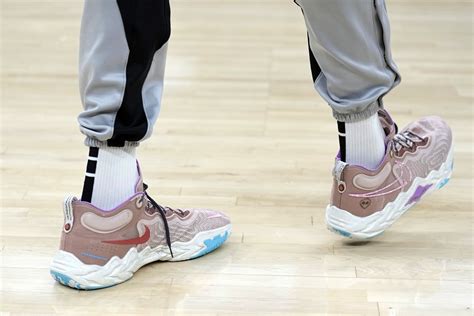 A Detailed View Of The Shoes Worn By San Antonio Spurs Forward Victor