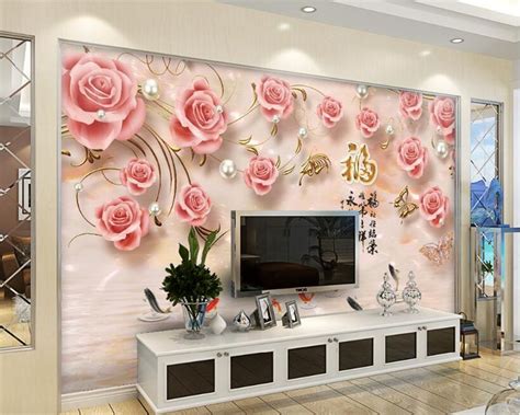 Beibehang 3D Stereo Hook Flower TV Background Wallpaper Fashion Gold