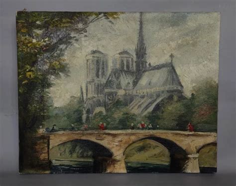 Huile Sur Toile Cath Drale Notre Dame De Paris Pont De L Archev Ch