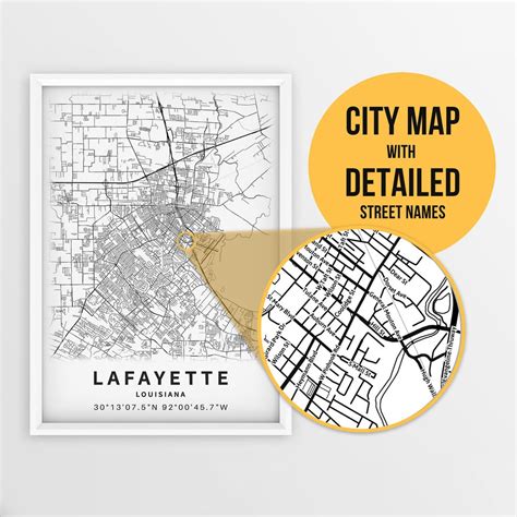 Printable Map of Lafayette Louisiana United States With - Etsy