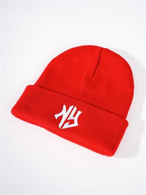 Letter Embroidered Beanie SHEIN USA