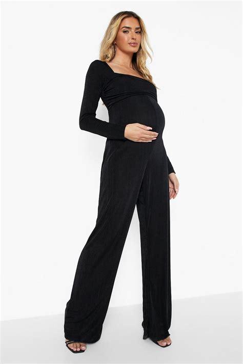 Womens Maternity Square Neck Wide Leg Jumpsuit Boohoo Uk