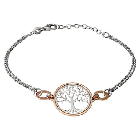 Bracelet argent rhodié arbre de vie 2 tons Ref 46775