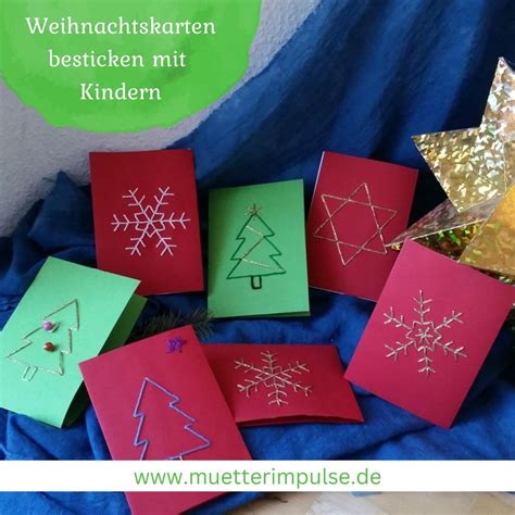 Weihnachtskarten Besticken Mit Kindern Inkl Pdf Vorlage