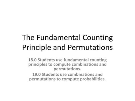 Ppt The Fundamental Counting Principle And Permutations Powerpoint