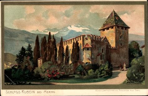 Künstler Litho Meran Merano Südtirol Schloss Rubein akpool de