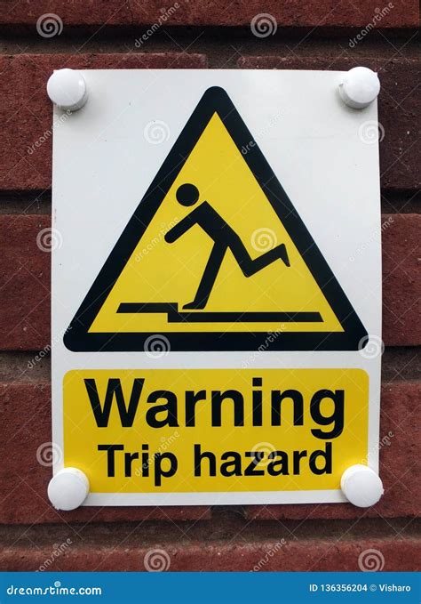 Trip Hazard Warning Sign Stock Photo Image Of Prevention 136356204