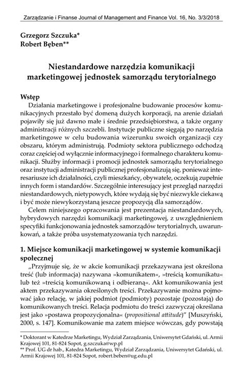 PDF Niestandardowe narzędzia komunikacji marketingowej jednostek