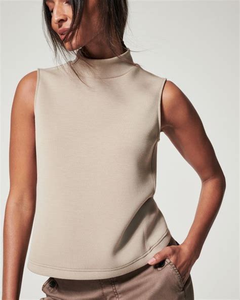 Spanx Airessentials Mock Neck Top In Natural Lyst