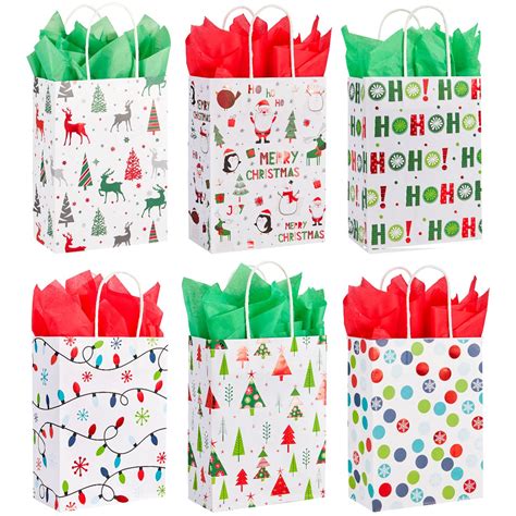 SUNCOLOR 30 Pack Small Christmas Gift Bags With Tissue paper Christmas ...