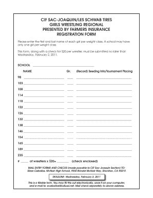 Fillable Online Cifns Girls Wrestling Entry Form Northern Section Cif