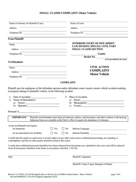 Nj Small Claims Court Forms Fill Out And Sign Printable Pdf Template