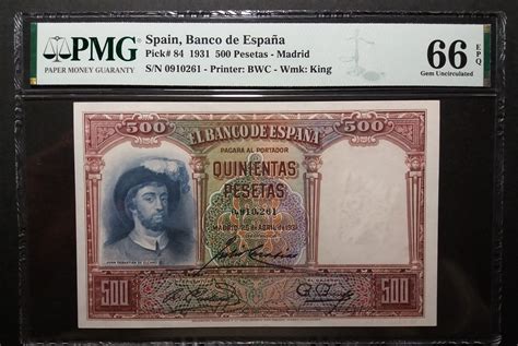 Spain Pesetas Banco De Espa A Madrid Elcano Pmg Epq