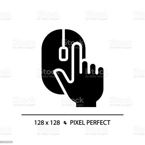 Hand With Computer Mouse Pixel Perfect Black Glyph Icon Stock Illustration Download Image Now