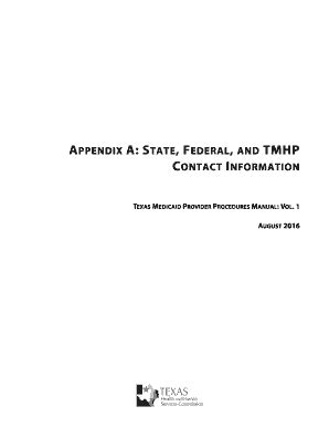 Fillable Online Appendix A State Federal And Tmhp Contact