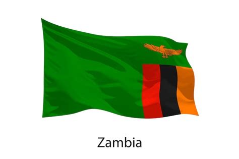 D Realista Ondeando La Bandera De Zambia Aislado Vector Premium