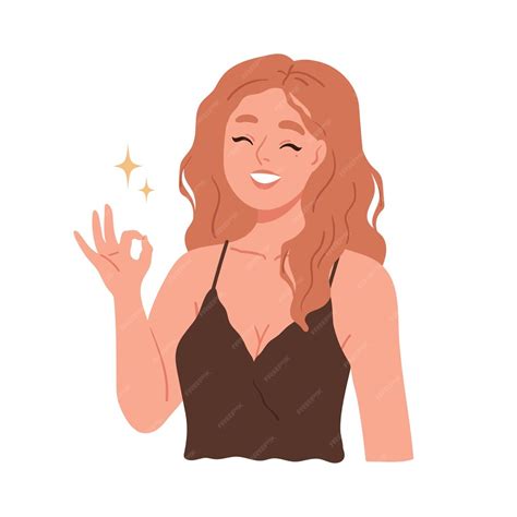 Premium Vector Smiling Woman Gesturing Ok