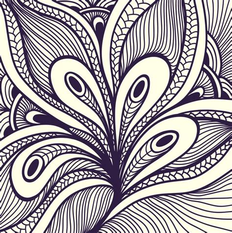 Abstract Zen Tangle Zen Doodle Background Black White Coloring Page