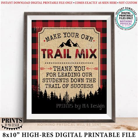 Teacher Appreciation Trail Mix Sign Make Your Own Snack Red Etsy