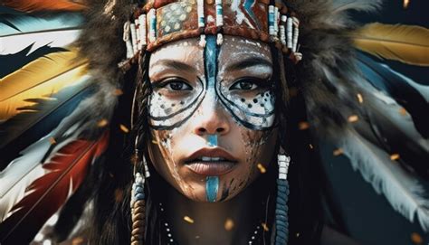 Premium Ai Image Native American Wear Woman Striking Lowkey Image