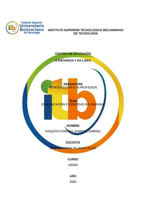 Enviar Tarea 3 ghjh INSTITUTO SUPERIOR TECNOLÓGICO BOLIVARIANO DE