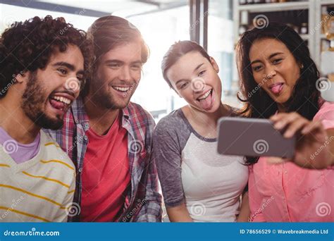 Group Of Friends Taking A Selfie Stock Image Image Of Enjoyment