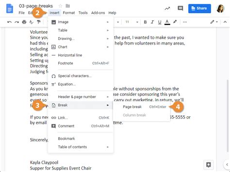 Google Docs Page Break Customguide