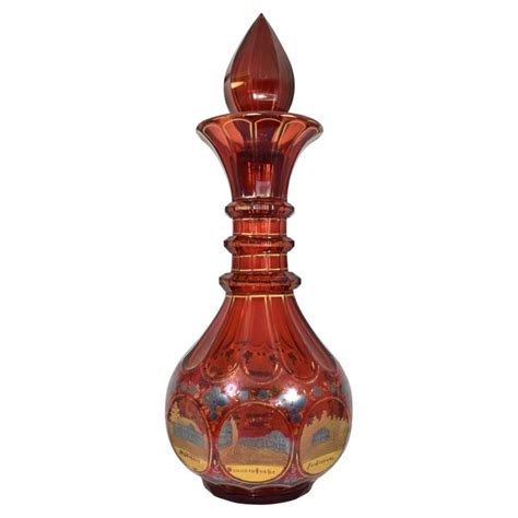 Antique Bohemian Ruby Red Cut Glass Set 19th Century For Sale At 1stdibs