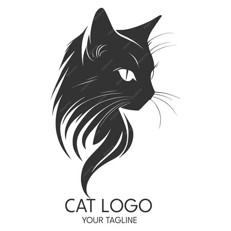 Silueta Arte Gato Logo Vector Plantilla Vector Premium