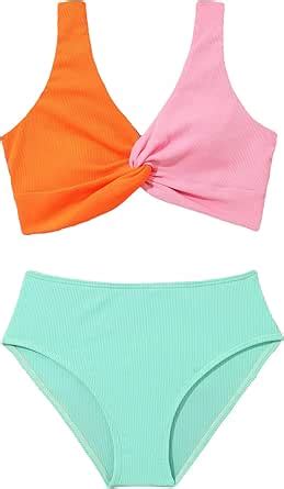 Amazon SHENHE Girl S 2 Piece High Waisted Spaghetti Strap Swimsuit Bathing Suit Bikini Sets