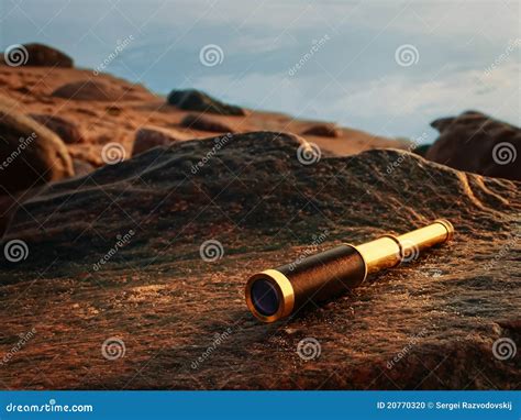 Antique brass telescope stock photo. Image of summertime - 20770320