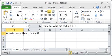 Ms Excel 2010 Wrap Text In A Cell