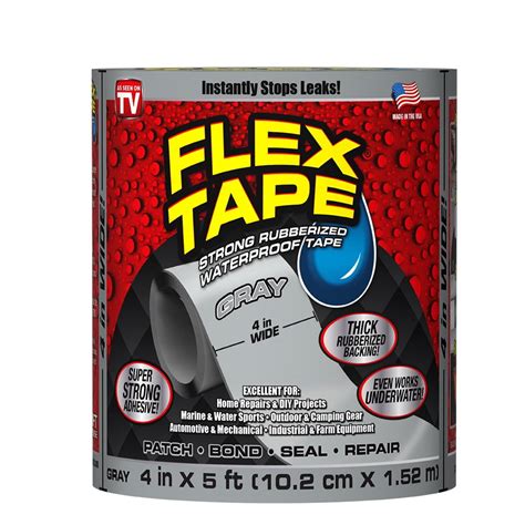 Flex Tape Strong Rubberized Waterproof Tape, 4 Inches x 5 Feet, Gray – BrickSeek