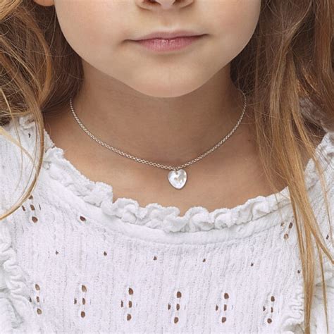 Collier enfant cœur en argent 925 argent massif Perle de Jade