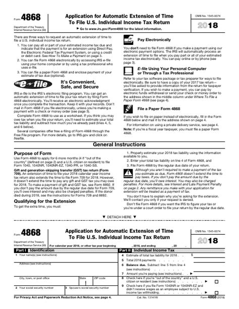 Irs Form 4868 2018 Fill Out Sign Online And Download Fillable Pdf