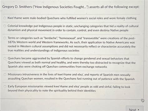 Solved Gregory D Smithers How Indigenous Societies Chegg