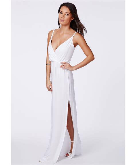 Missguided Lumie White Strappy Wrap Front Maxi Dress Lyst